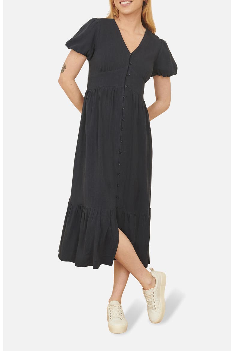 Button Through Midi Dress, Alternate, color, Navy