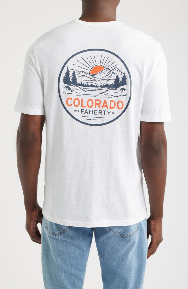 Faherty Sunwashed Colorado Graphic Pocket T-Shirt, Alternate, color, White