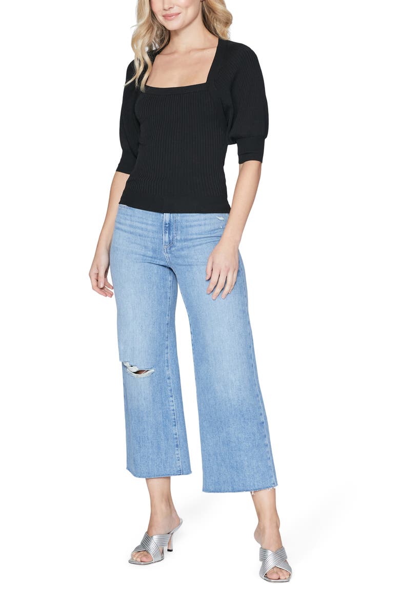 Eponine Puff Sleeve Sweater, Alternate, color, BLACK