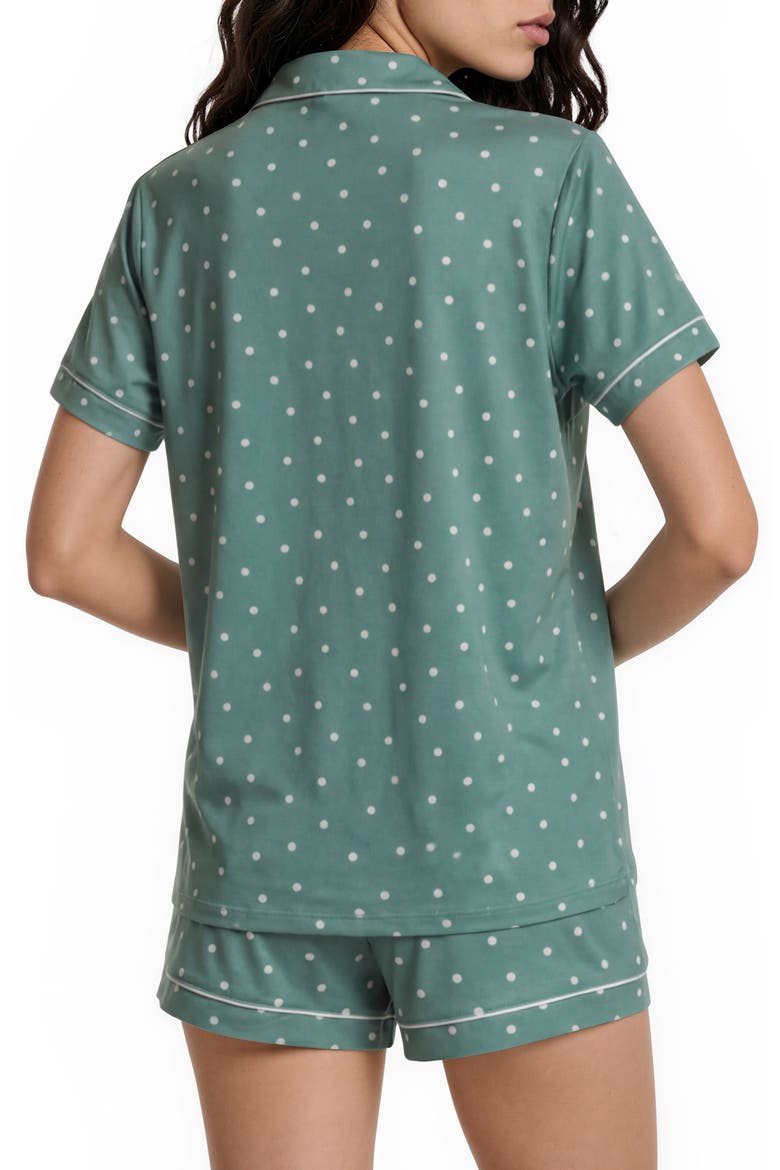 Brenna Piped 3-Piece Pajamas, Alternate, color, MID GREEN
