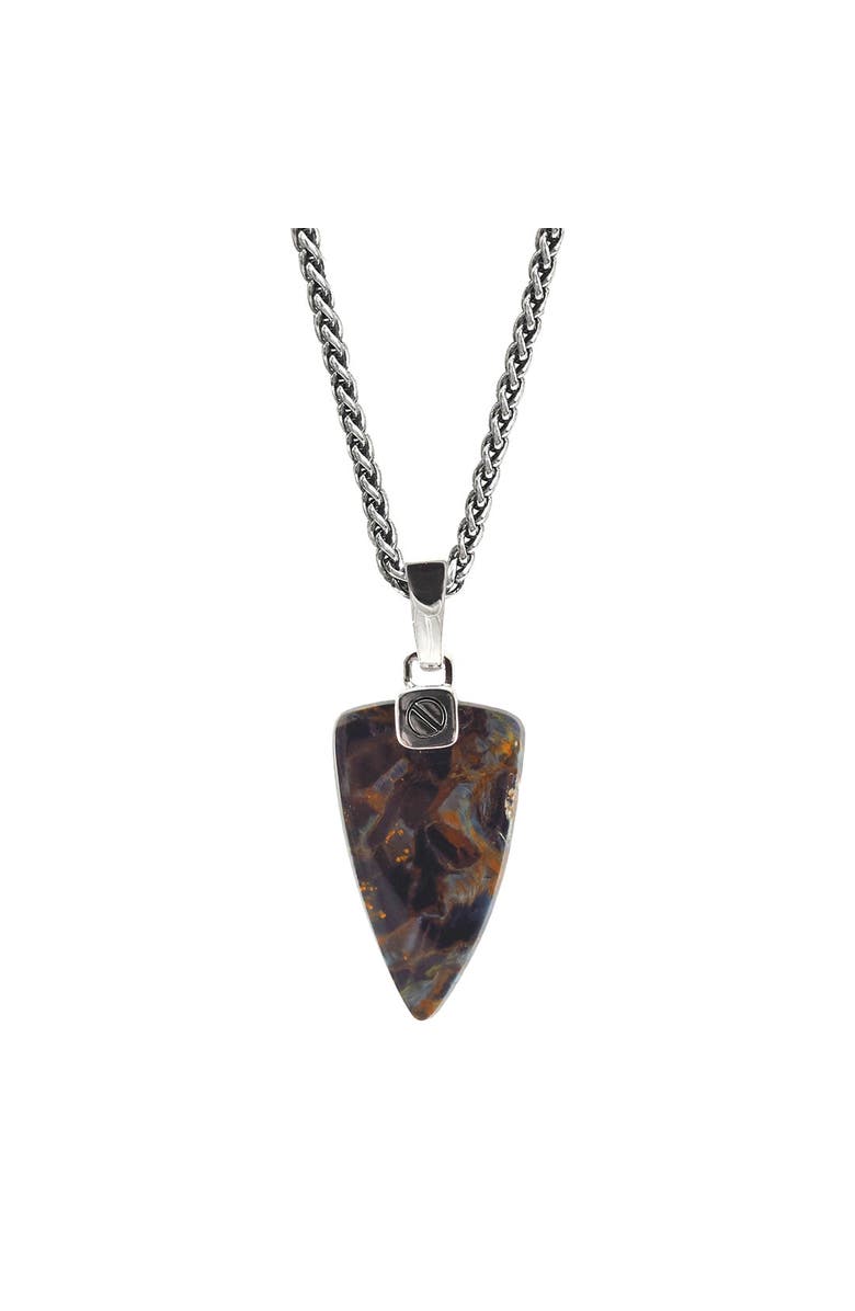 Jan Leslie Pietersite And Sterling Silver Arrow Pendant Necklace, Main, color, Brown