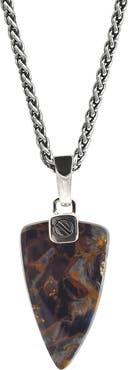Jan Leslie Pietersite And Sterling Silver Arrow Pendant Necklace