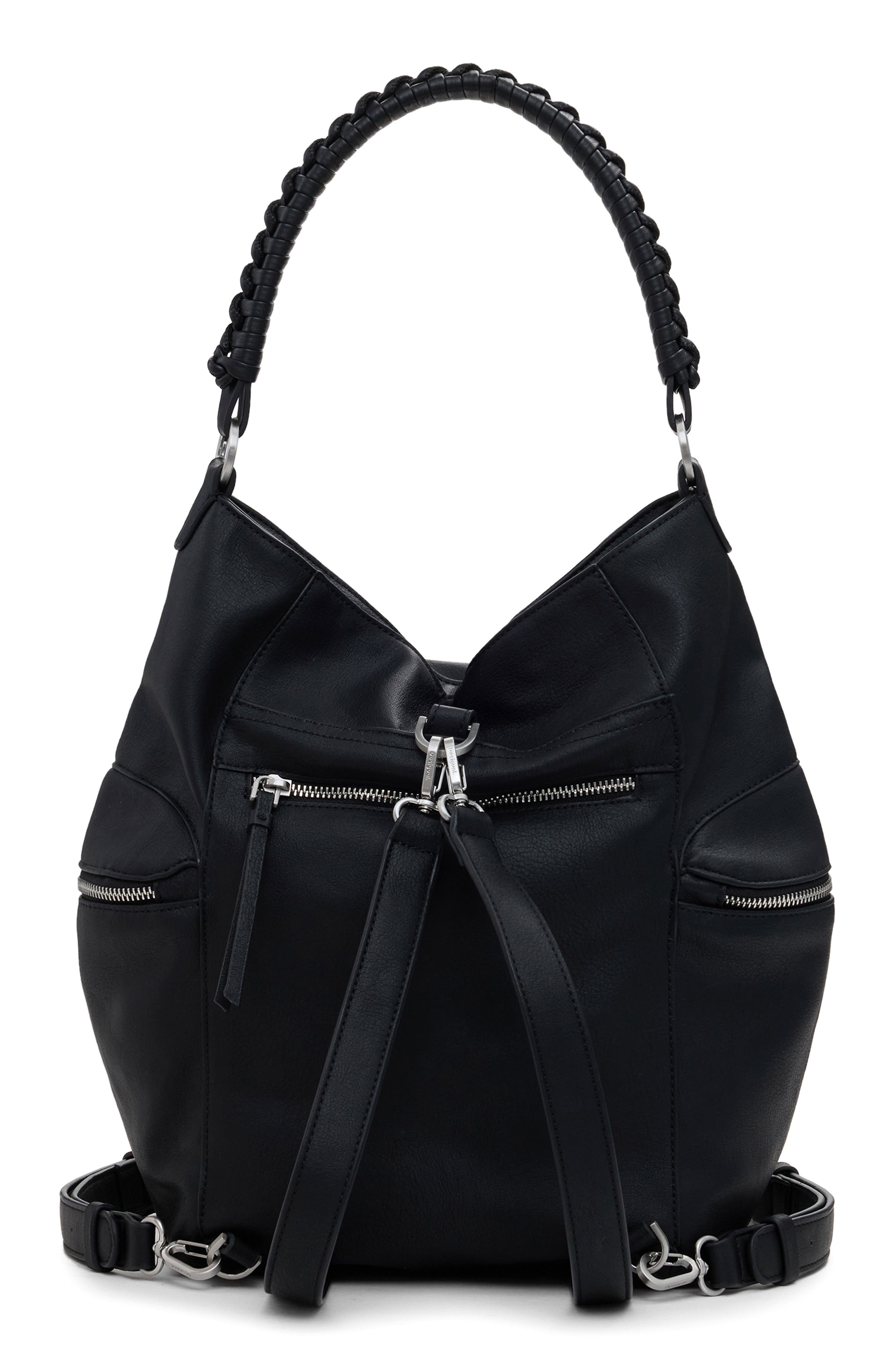 Desigual Big Faux Suede Convertible Backpack, Alternate, color, Black