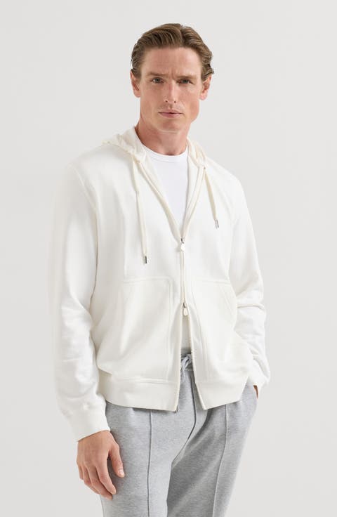 Techno cotton French terry hooded sweatshirt with zipper