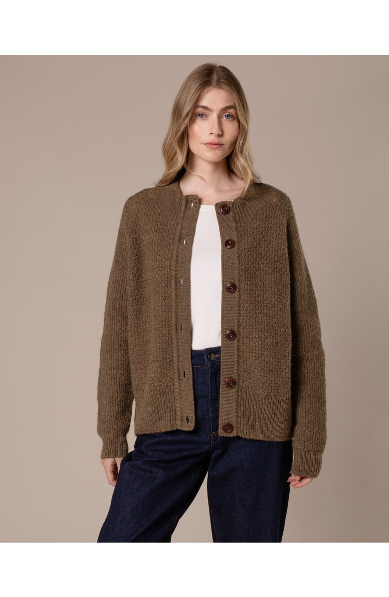 Celtic & Co. British Wool Moss Stitch Cardigan, Alternate, color, Walnut