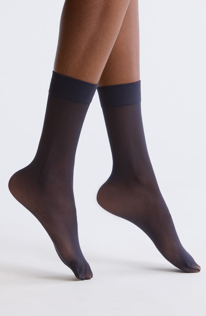 Nordstrom Everyday Sheer Ankle Socks, Main, color, Navy Night