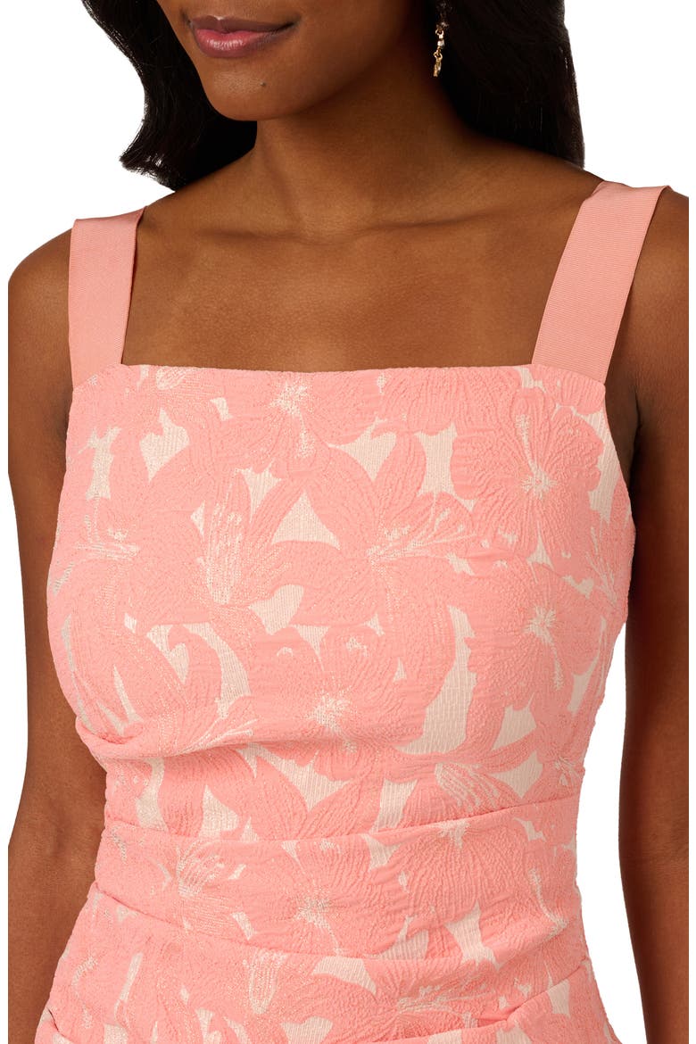 Metallic Hibiscus Jacquard Sheath Dress, Alternate, color, LIGHT CORAL