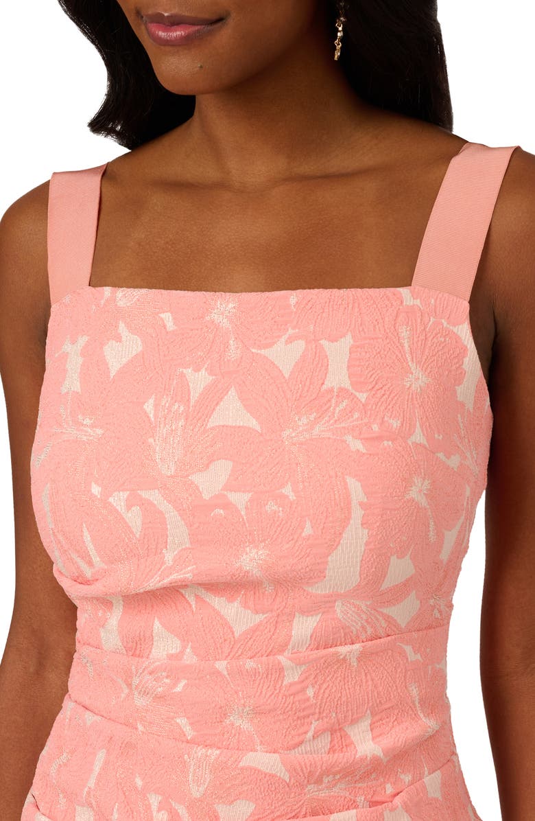 Adrianna Papell Metallic Hibiscus Jacquard Sheath Dress, Alternate, color, 