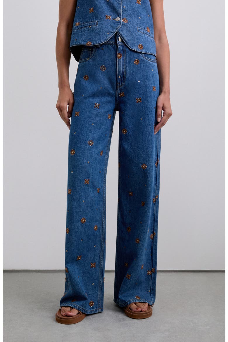 Embflower Denim Pant, Alternate, color, Indigo