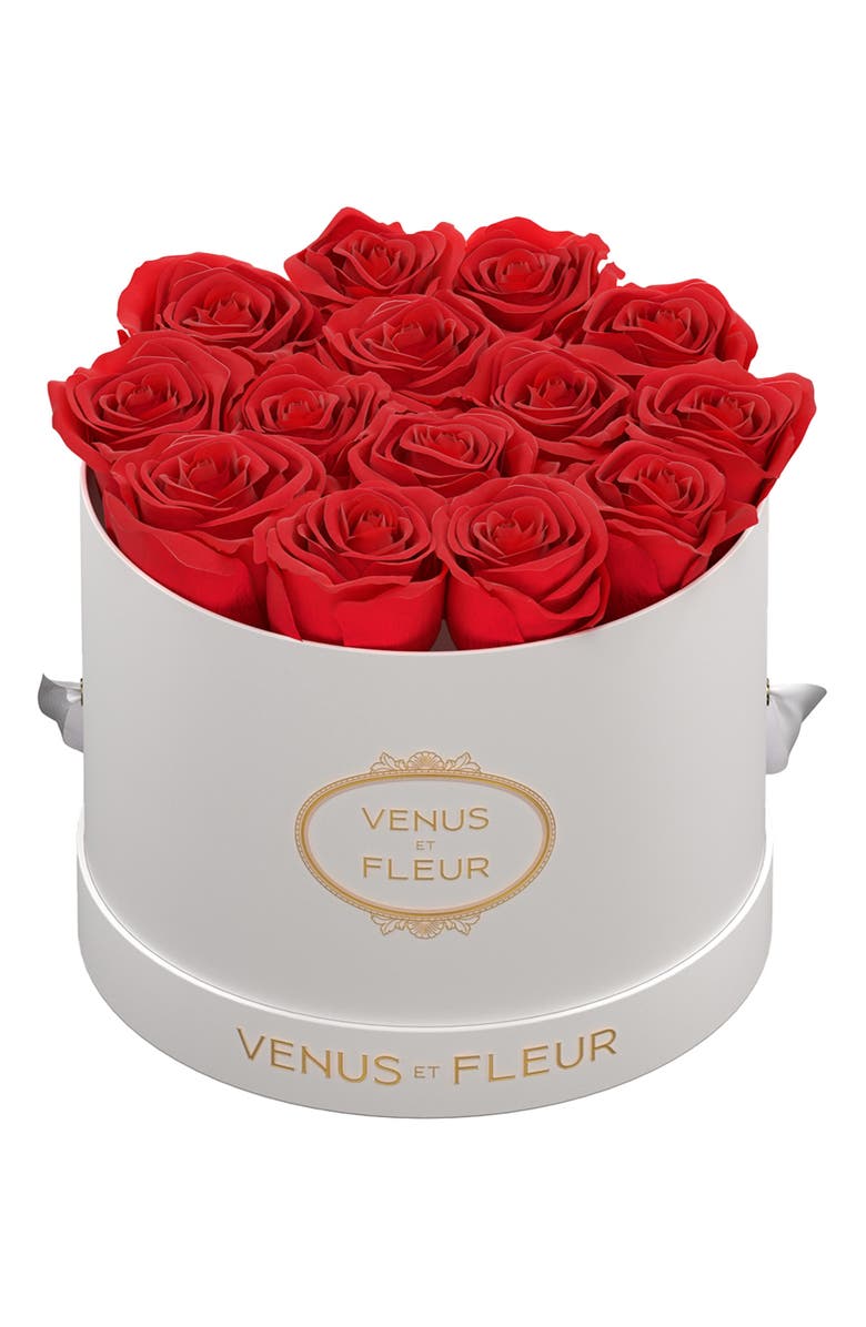 Venus ET Fleur Classic Small Round Eternity Roses, Main, color, Red