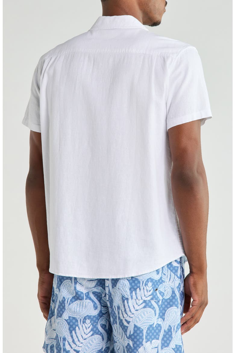 Short Sleeve Linen Button-Down Shirt, Alternate, color, WHITE