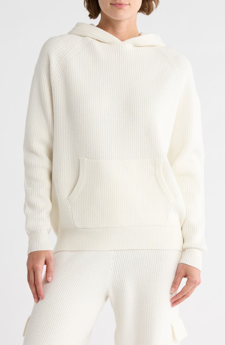 YOGALICIOUS Sundown Serenity Knit Hoodie, Main, color, White Dove