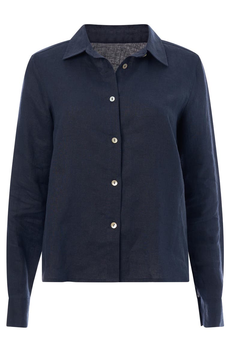 Long Sleeve Linen Shirt, Alternate, color, Marine