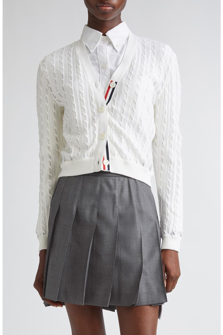 Semisheer Baby Cable Knit Cardigan, Main, color, WHITE