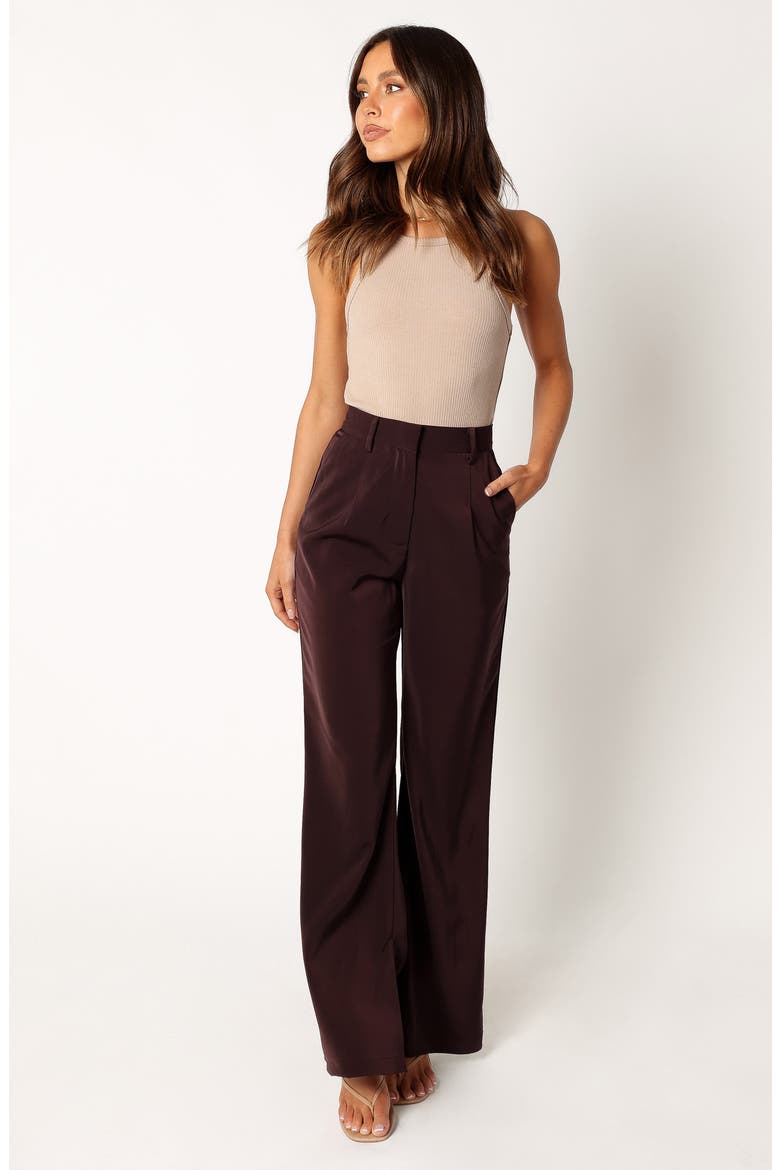 Neveah Wide Leg Satin Pants, Alternate, color, MERLOT