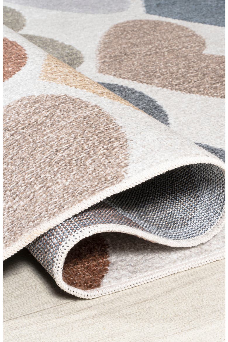 Dila Modern Hearts Geometric Machine-Washable Area Rug, Alternate, color, Ivory/Blue/Orange