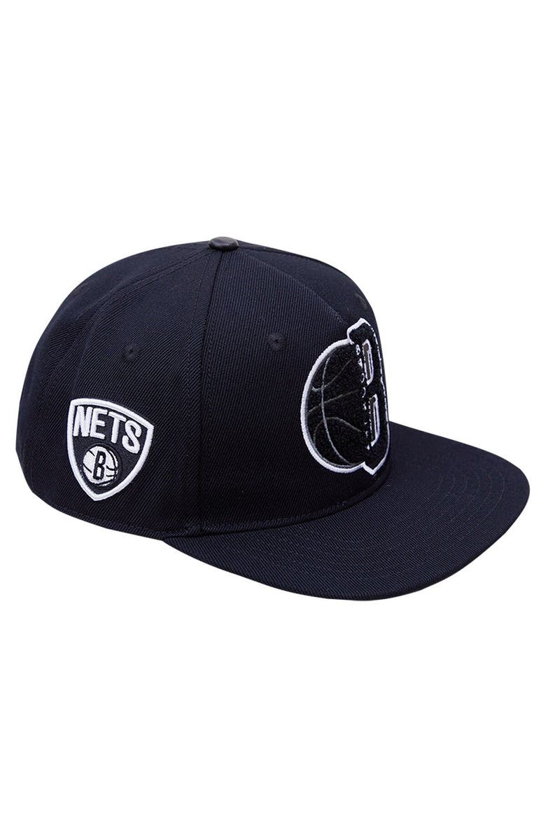 PRO STANDARD Men's Pro Standard Black Brooklyn Nets Mashup Logos Snapback Hat, Alternate, color,