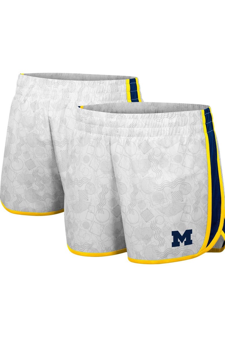 Women's Colosseum White Michigan Wolverines The Plastics Geo Print Shorts, Main, color, White