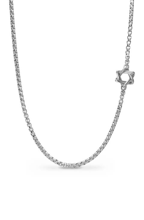 Star of David Station Necklace in Sterling Silver, 3.6mm