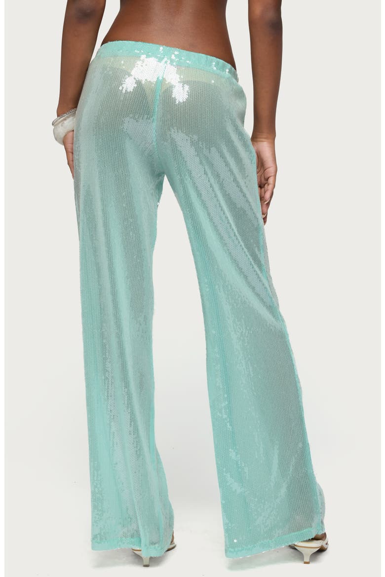 Avalee Sequin Low Rise Wide Leg Pants, Alternate, color, AQUA