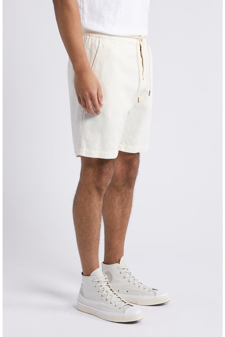 Archer Flat Front Cotton & Linen Shorts, Alternate, color, ECRU