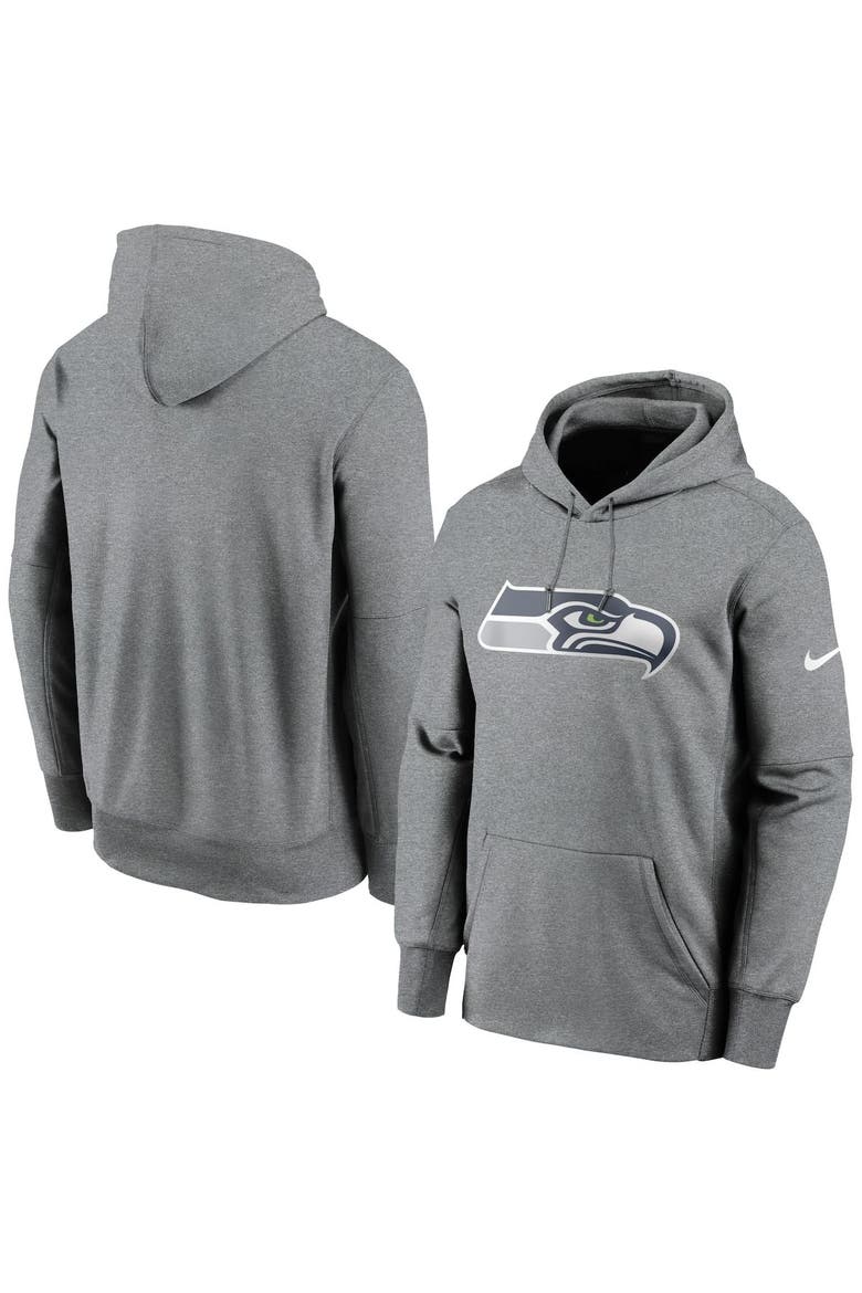 Men's Nike Heathered Charcoal Seattle Seahawks Primary Logo Therma Pullover Hoodie, Main, color, Heather Charcoal