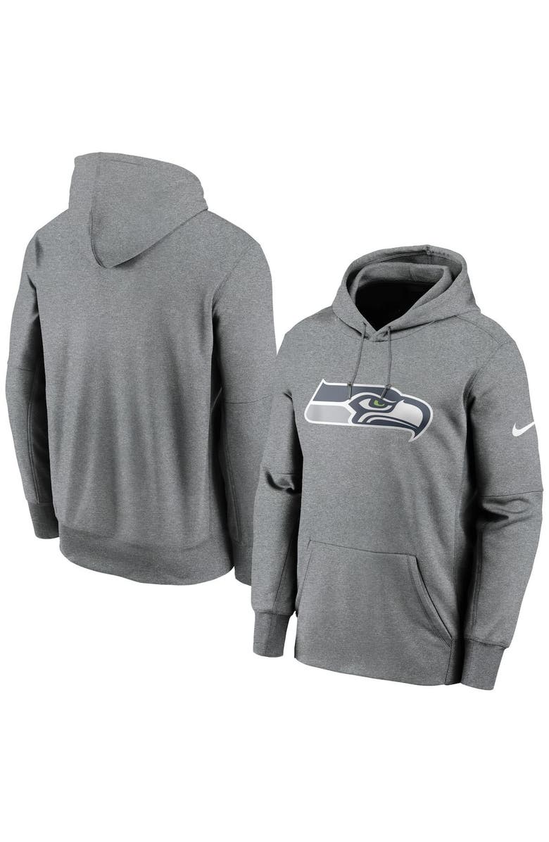 Nike Men's Nike Heathered Charcoal Seattle Seahawks Primary Logo Therma Pullover Hoodie, Main, color, 