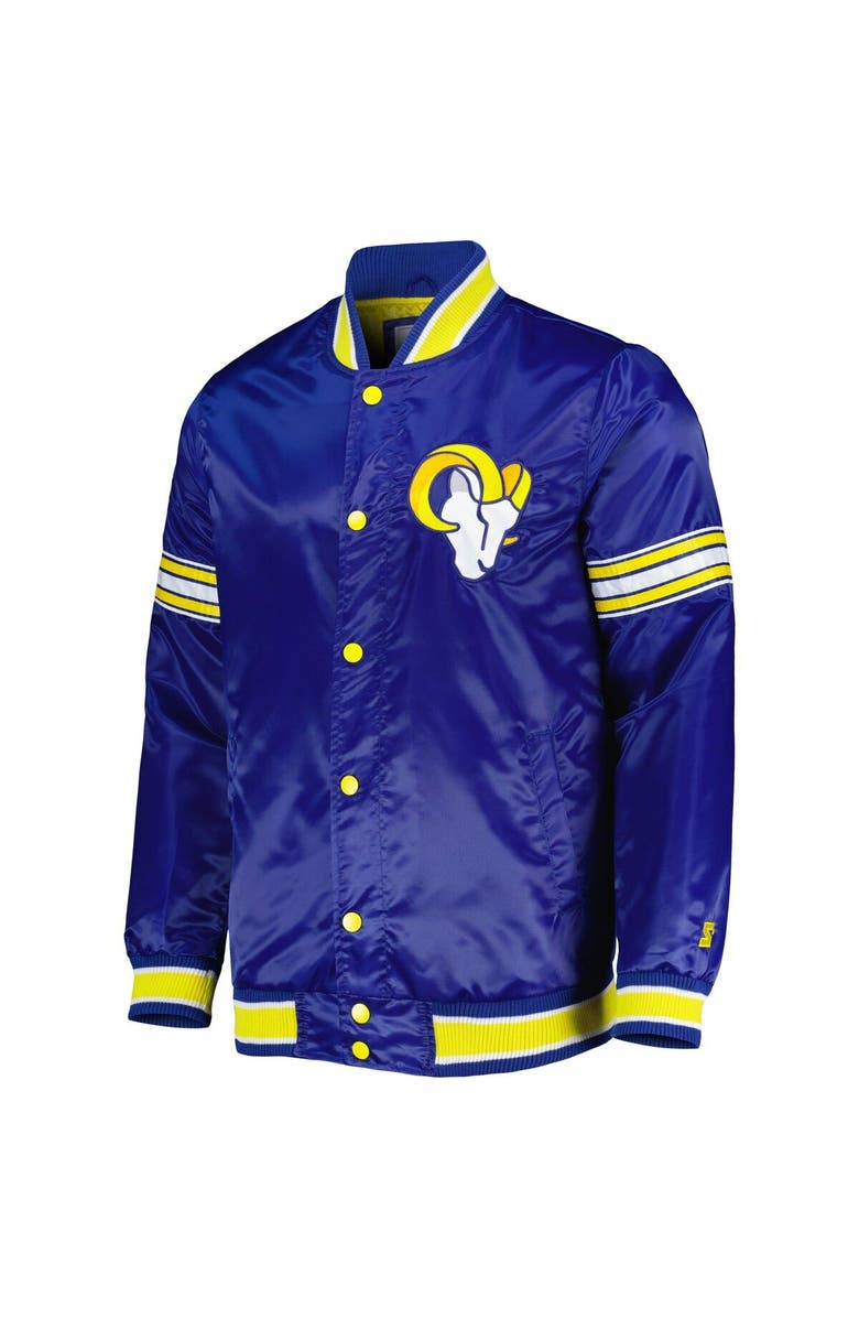 STARTER Men's Starter Royal Los Angeles Rams Midfield Satin Full-Snap Varsity Jacket, Alternate, color, 