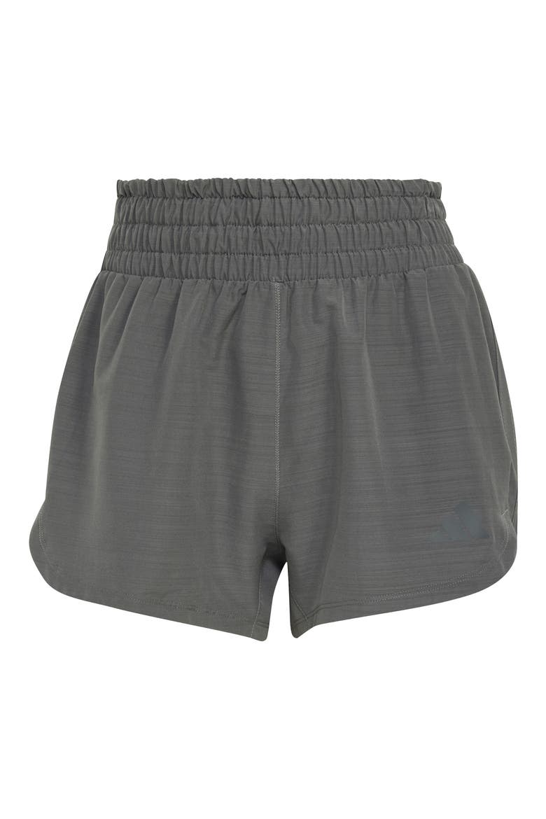 Pacer Workout Woven High Waist Shorts, Alternate, color, DARK GREY HEATHER