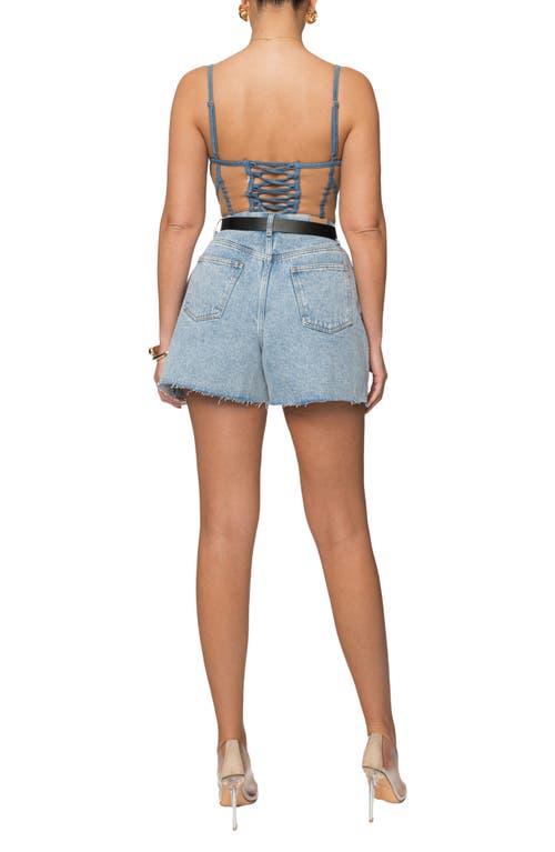 Jluxlabel Jourdan Belted Denim Shorts In Denim