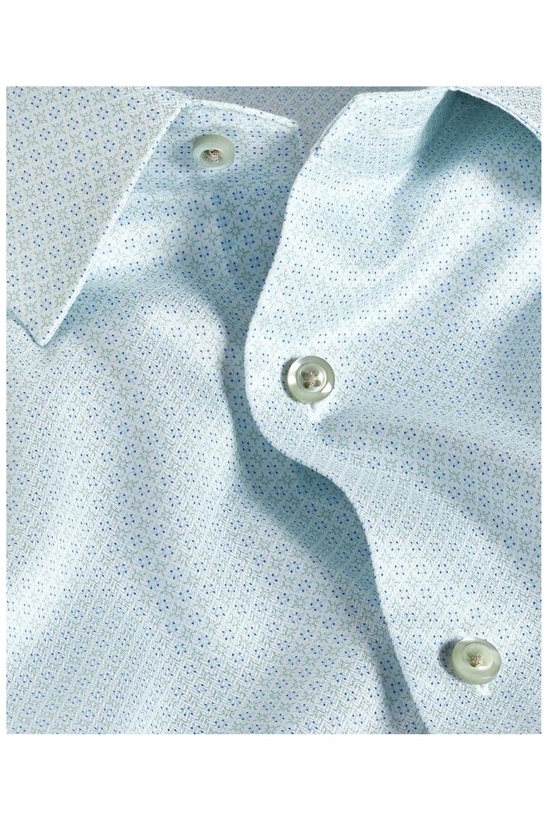 Trim Fit Geometric Print Cotton Dobby Dress Shirt, Alternate, color, WHITE/ PISTACHIO
