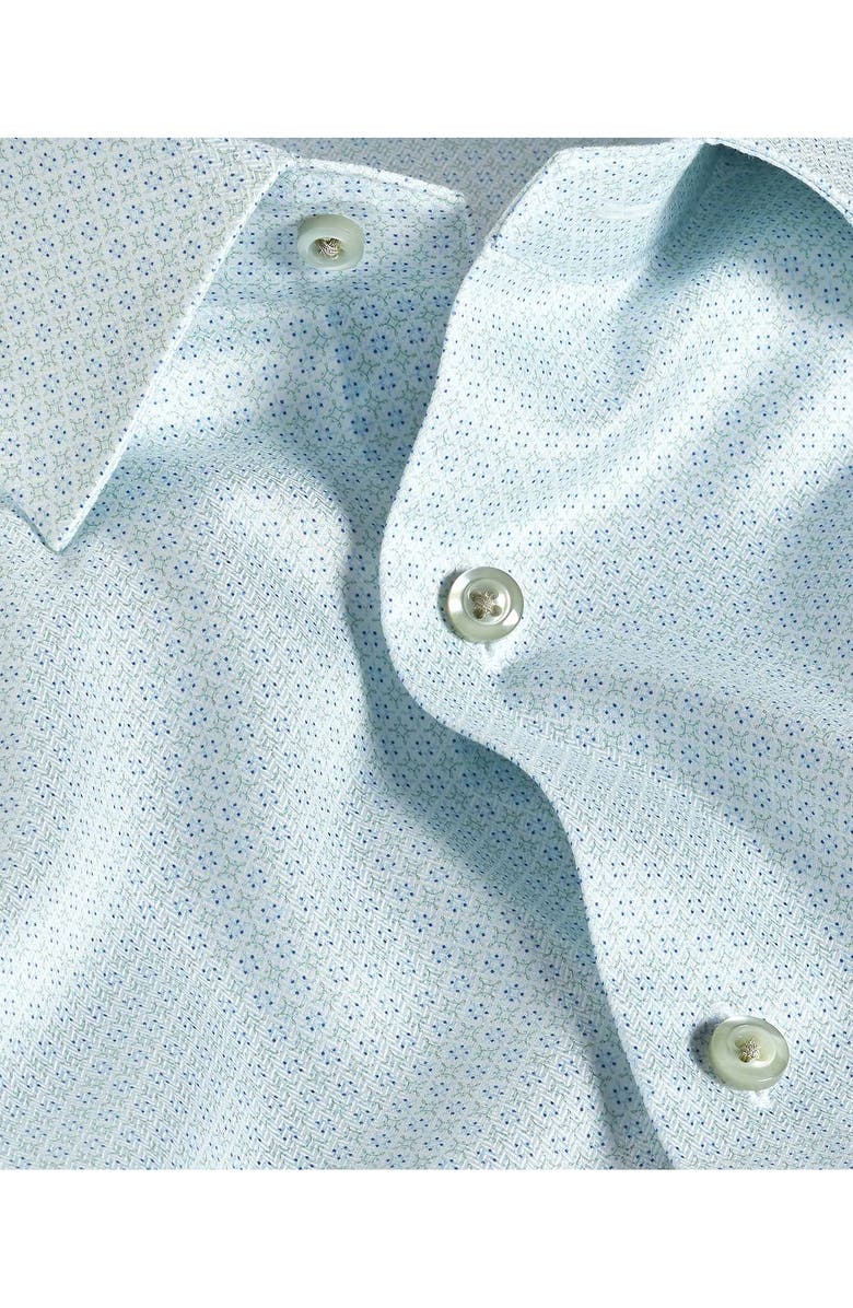 David Donahue Trim Fit Geometric Print Cotton Dobby Dress Shirt, Alternate, color, White/ Pistachio