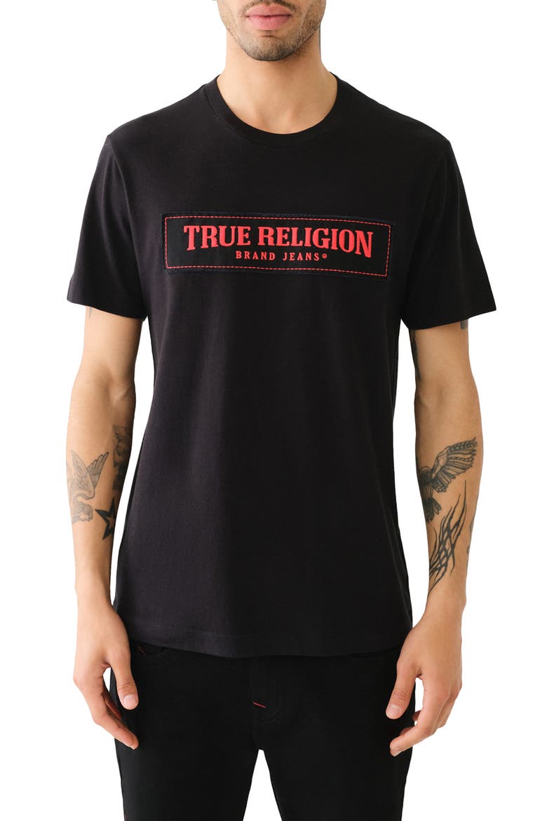 Frayed Arch Cotton Graphic T-Shirt, Main, color, JET BLACK
