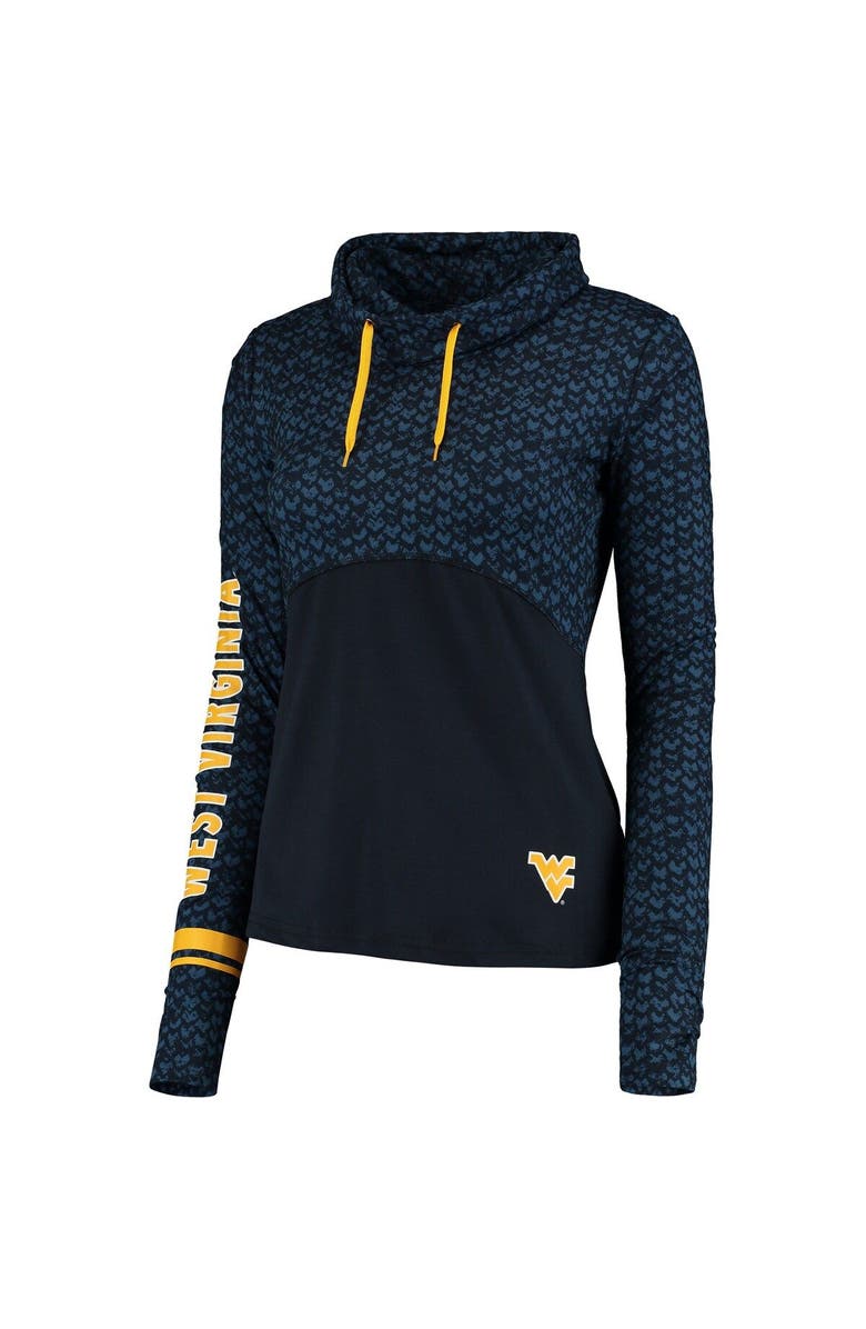 COLOSSEUM Women's Colosseum Navy West Virginia Mountaineers Scaled Mock Neck Fitted Pullover, Alternate, color,