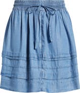 Caslon® Chambray Tiered Miniskirt