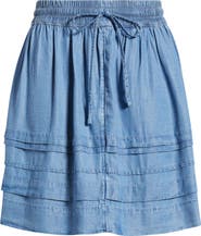 Caslon® Chambray Tiered Miniskirt