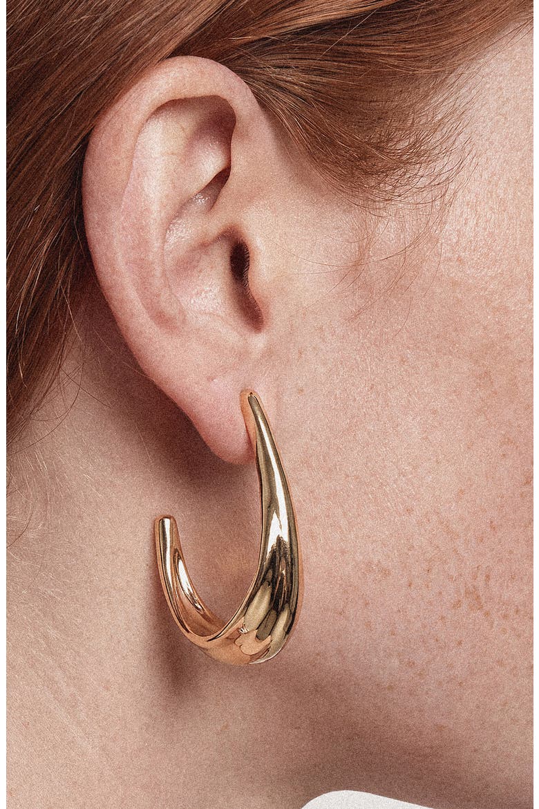 Liquid U-Shape Hoop Earrings, Alternate, color, GOLD