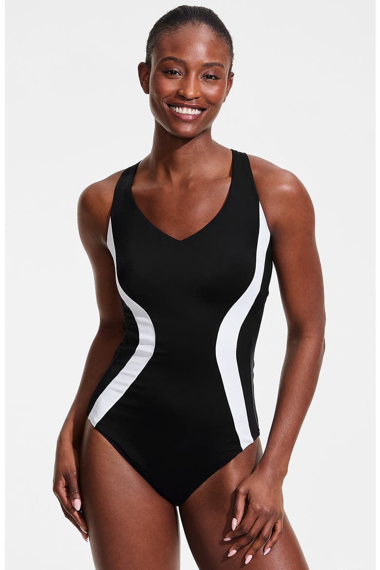 Tugless Contour One Piece, Main, color, Black/White