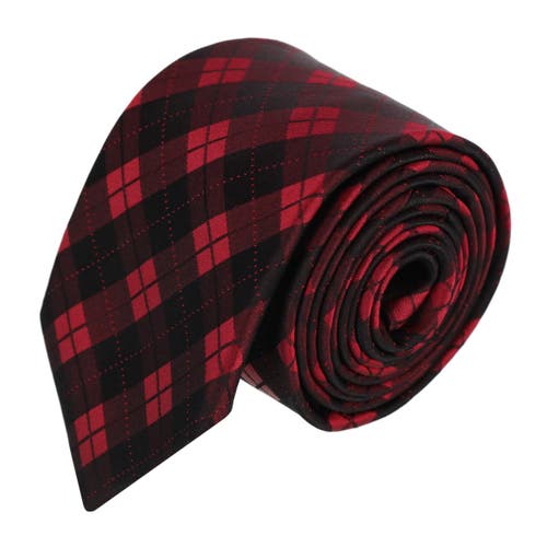 Trafalgar Digby Checkered Plaid Silk Necktie In Red