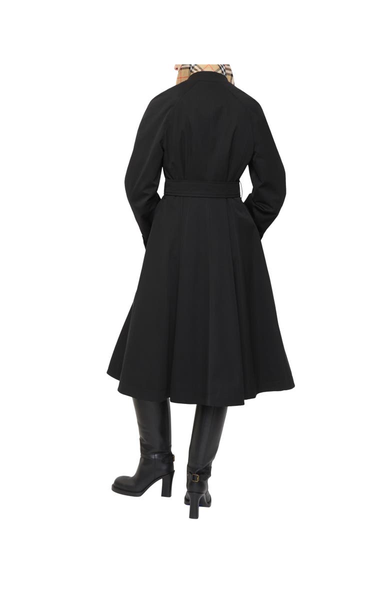 Burberry Long Gabardine Ellingham Fit-and-flare Car Coat, Alternate, color, Black