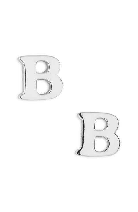 Block Letter Initial Stud Earrings