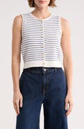 Blu Pepper Stripe Button Front Sweater Vest