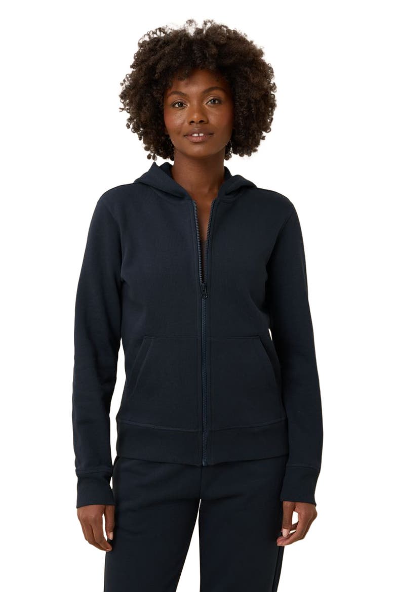 Organic Cotton Brushed Fleece Zip Hoodie, Alternate, color, Midnight Blue