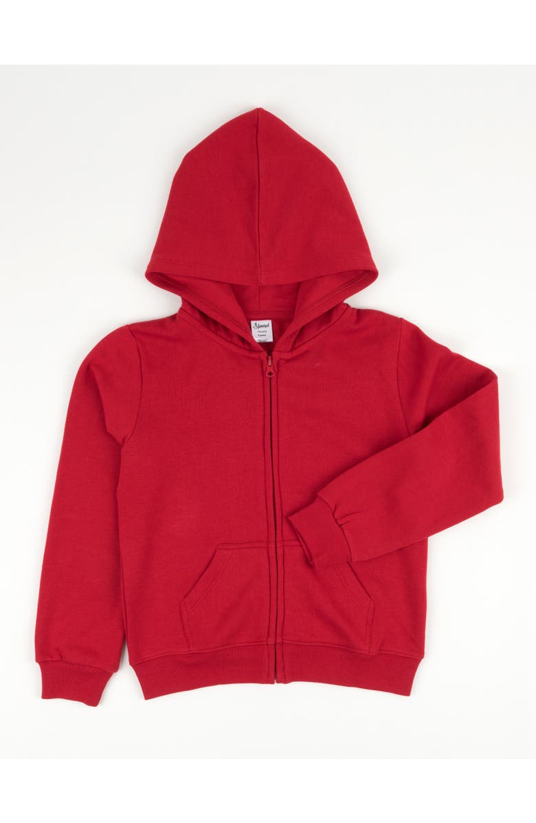 Leveret Kids Zip-Up Sweatshirt Hoodie, Cotton Blend, Solid Colors, Alternate, color, Red