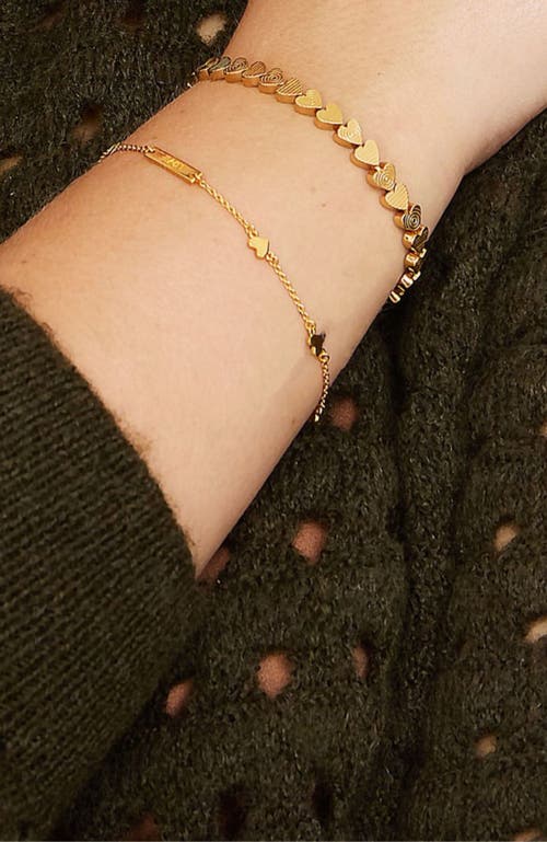 Gwen Beloti Heart Etched Link Bracelet In Gold