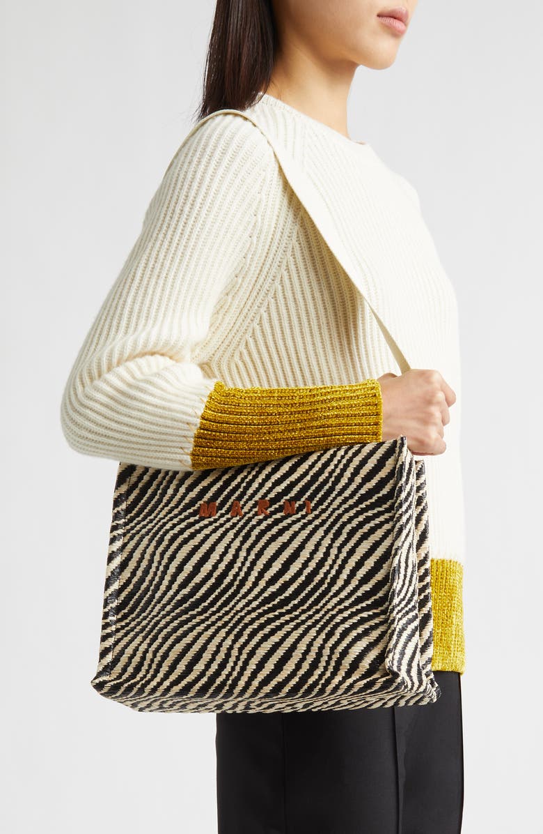 Marni Small Logo Basket Bag, Alternate, color, 00N99 Black