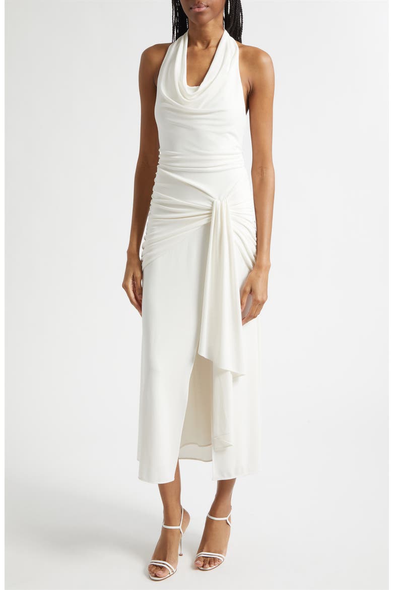 Kaia Halter Midi Dress, Alternate, color, IVORY