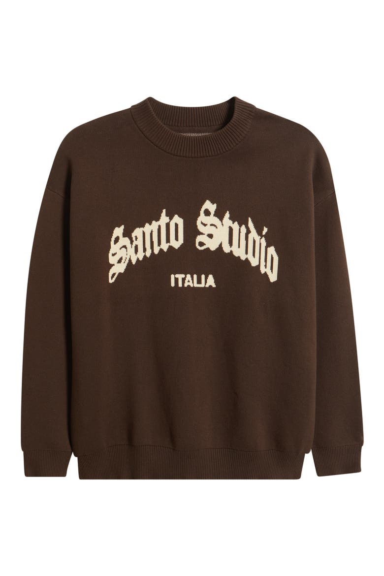 Santo University Graphic Knit Sweater, Alternate, color, BROWN