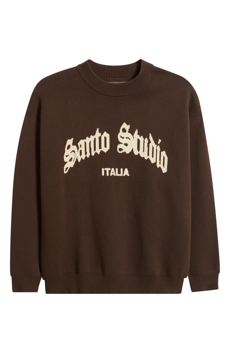SANTO STUDIO Santo University Graphic Knit Sweater, Alternate, color, Brown