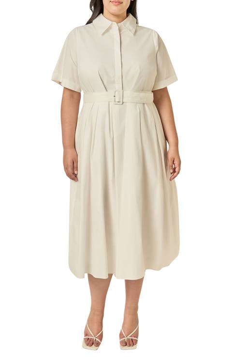 Belted Cotton Midi Dress
